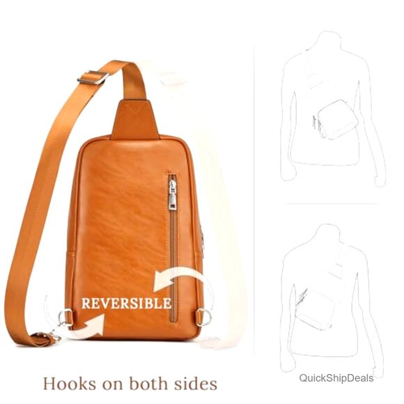 Genuine Leather RFID Blocking Crossbody Backpack Sling Bag Daypack main image 5